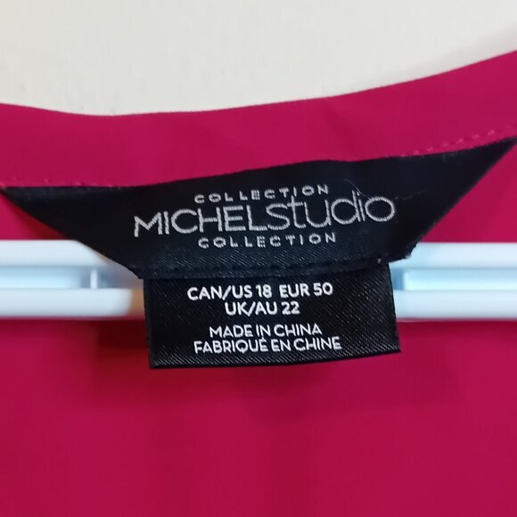 NWOT Michel Studio Sheer Cranberry Sleeveless Blouse Size 18 - Picture 9 of 11